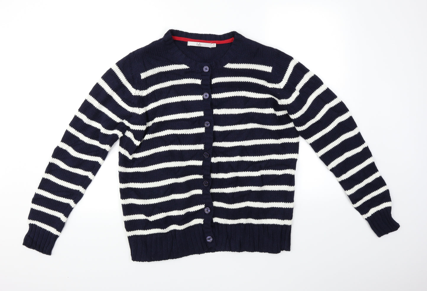Isle Womens Blue Striped  Cardigan Jumper Size M