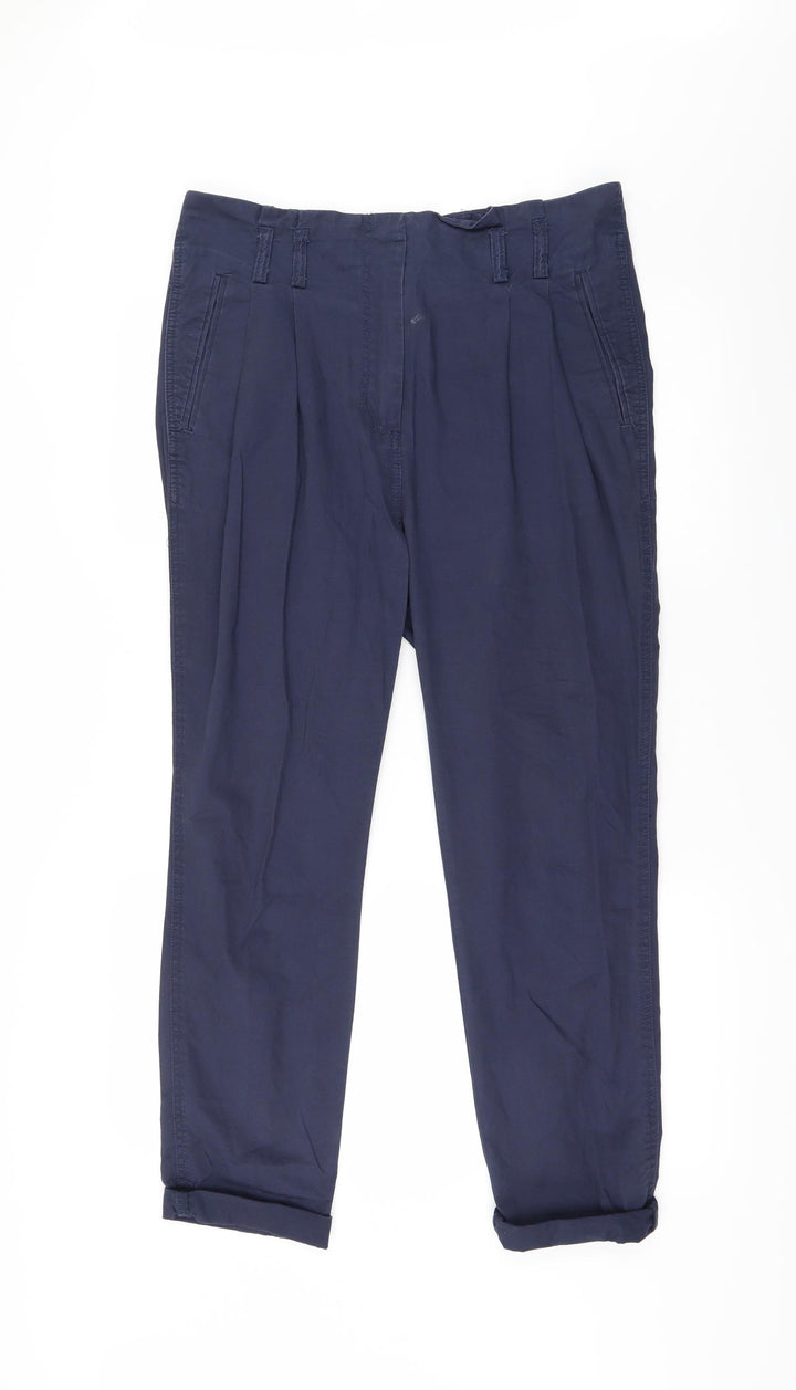 H&M Womens Blue Chino Trousers Size 10 L25 in - Zip