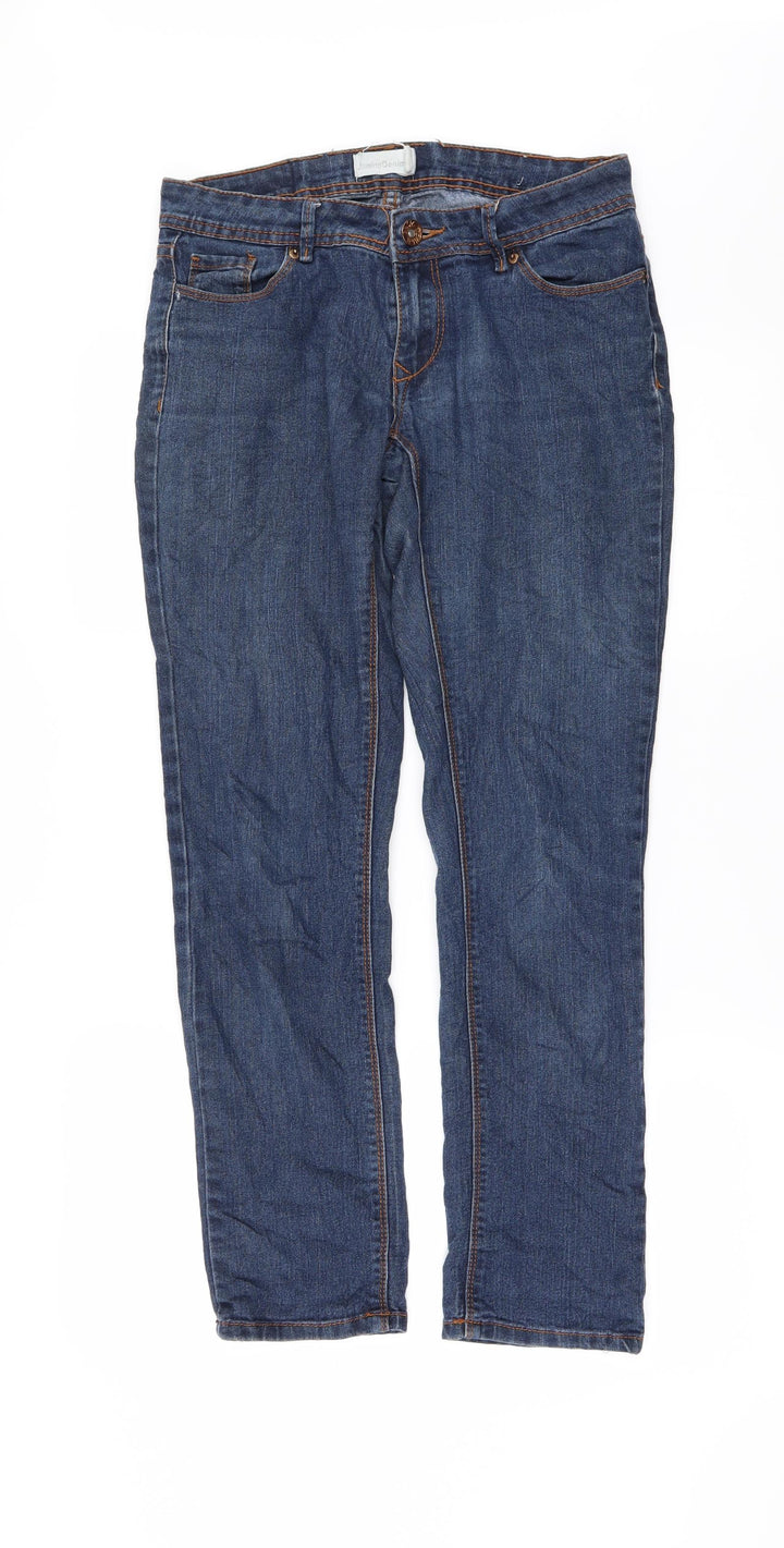 Preworn Womens Blue   Straight Jeans Size 34 L28 in - Zip