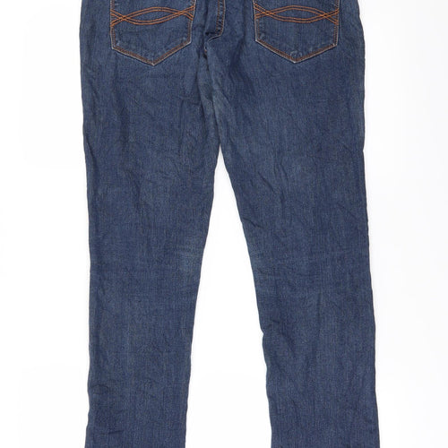 Preworn Womens Blue   Straight Jeans Size 34 L28 in - Zip