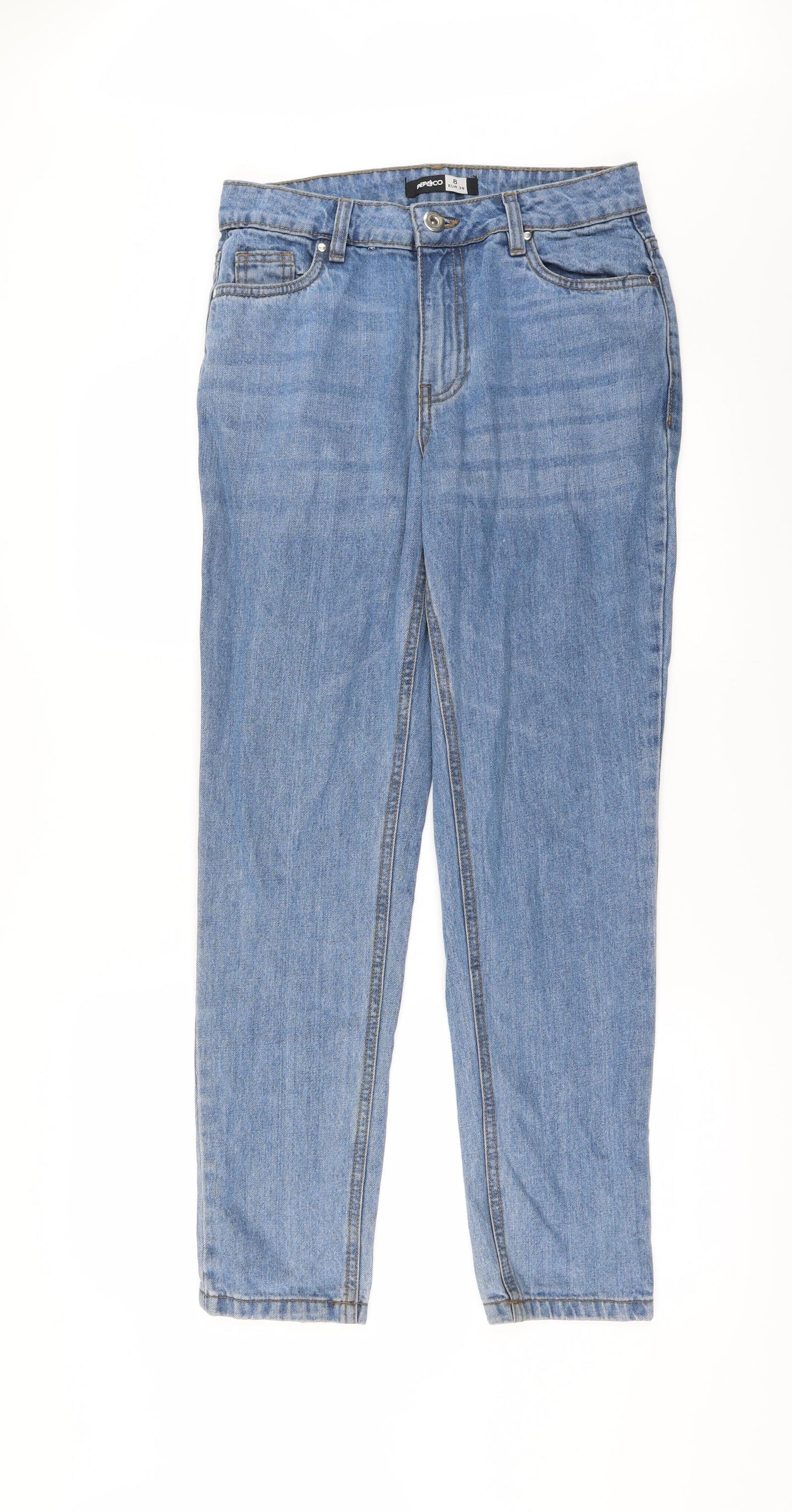 Pep&Co Womens Blue   Straight Jeans Size 8 L28 in - Zip
