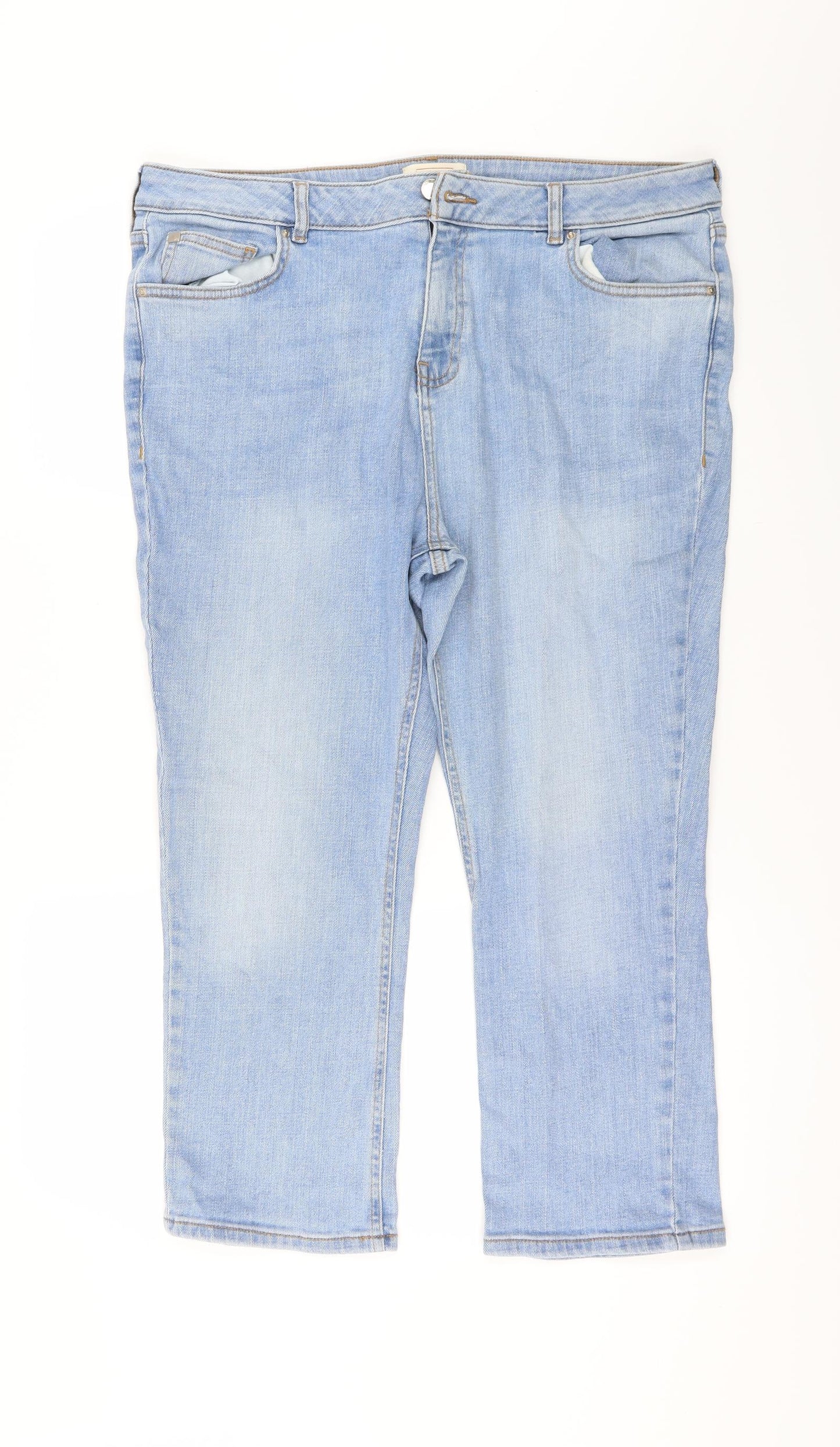 F&F Womens Blue   Straight Jeans Size 18 L22 in - Zip
