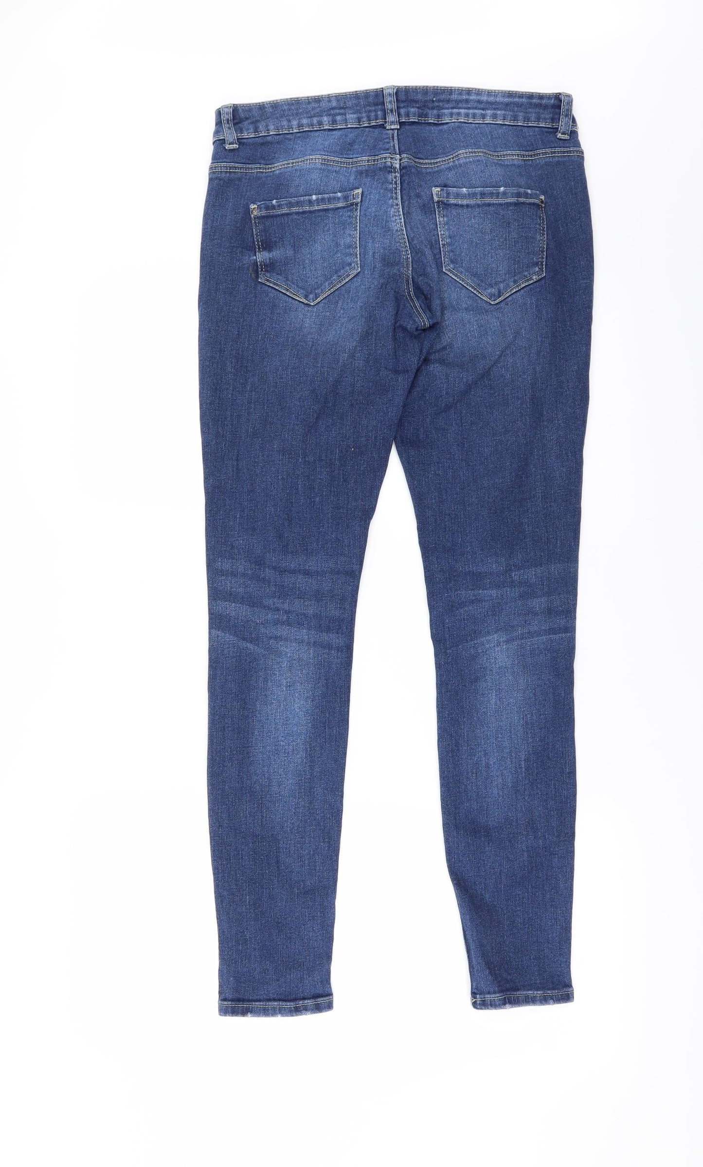 Denim & Co. Womens Blue   Straight Jeans Size 10 L27 in - Ripped details