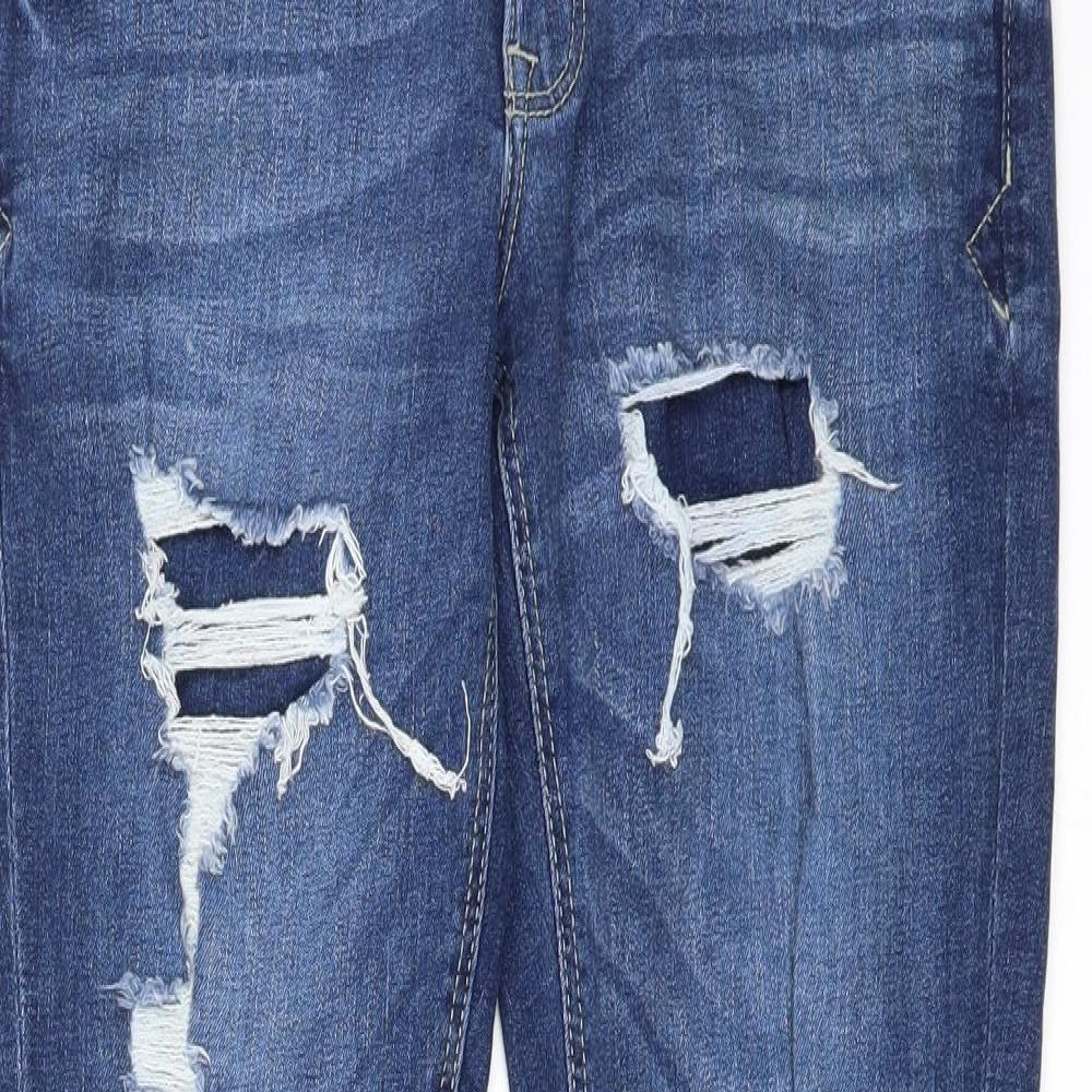 Denim & Co. Womens Blue   Straight Jeans Size 10 L27 in - Ripped details