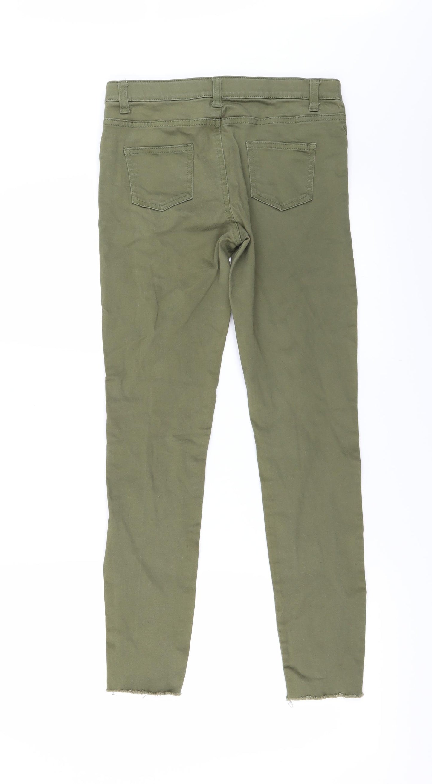 Denim & Co. Girls Green   Straight Jeans Size 12-13 Years - Adjustable waist Ripped details