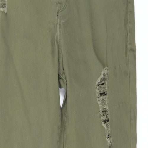 Denim & Co. Girls Green   Straight Jeans Size 12-13 Years - Adjustable waist Ripped details