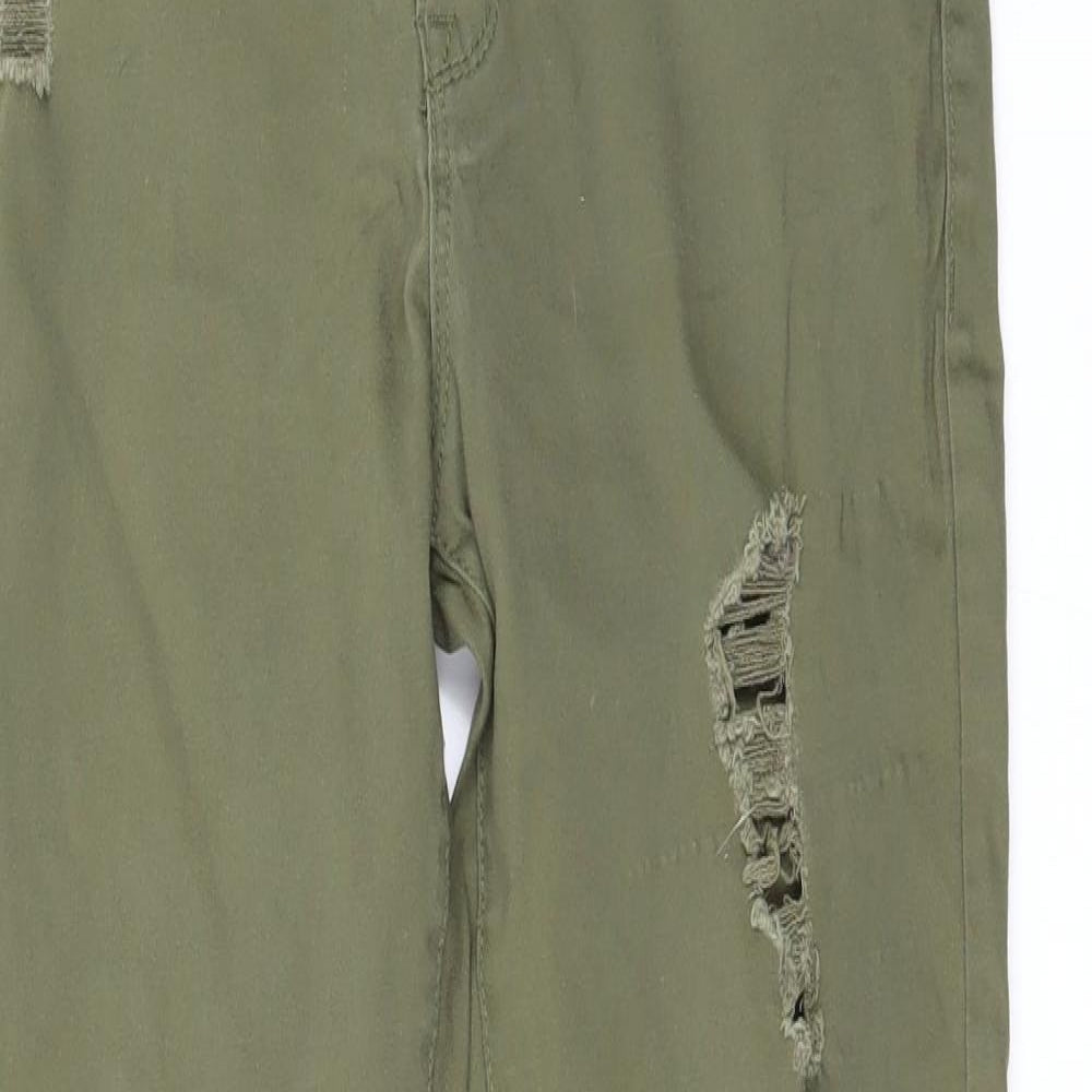 Denim & Co. Girls Green   Straight Jeans Size 12-13 Years - Adjustable waist Ripped details