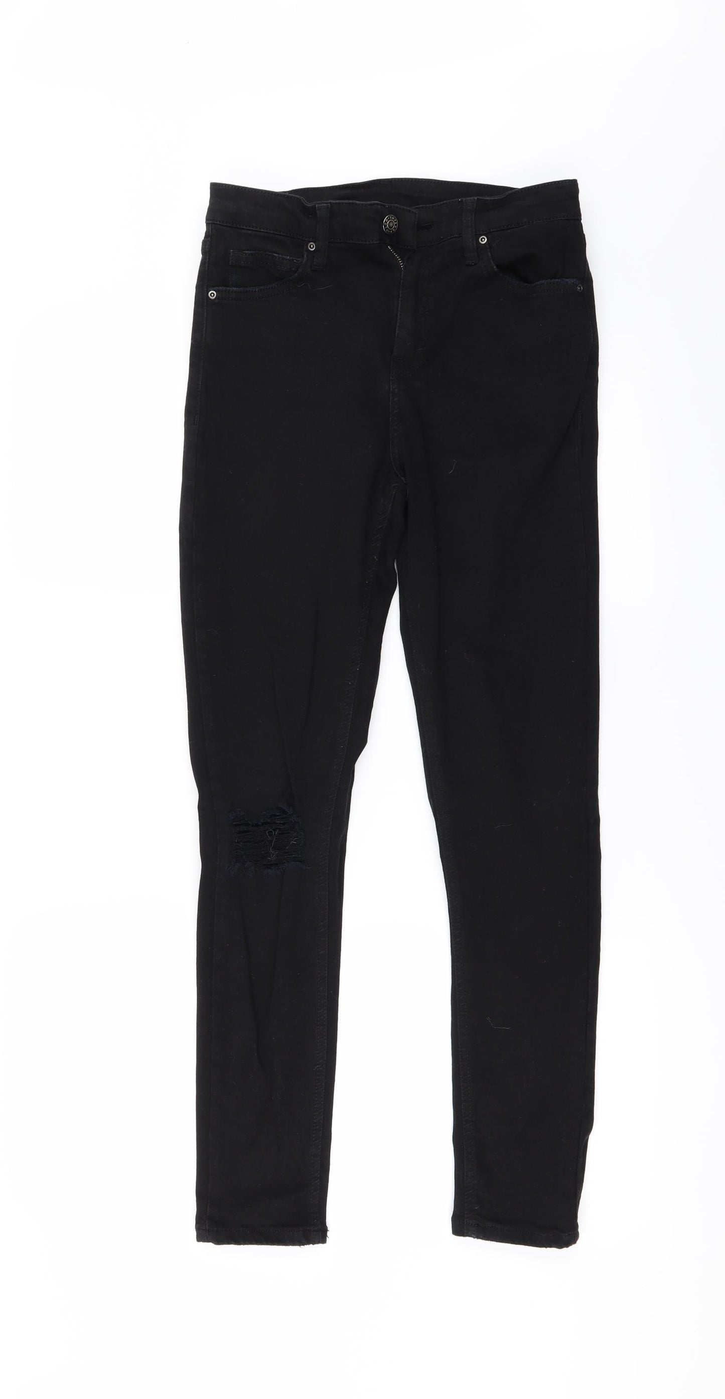 Topshop Womens Black   Straight Jeans Size M L27 in - Zip