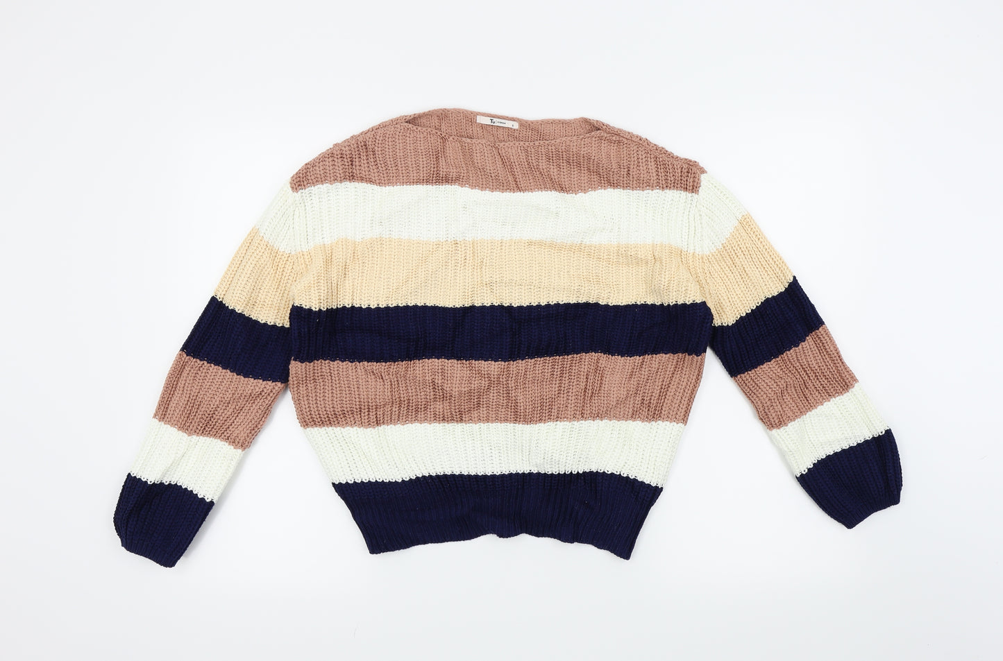 TU Womens Pink Striped  Pullover Jumper Size 8