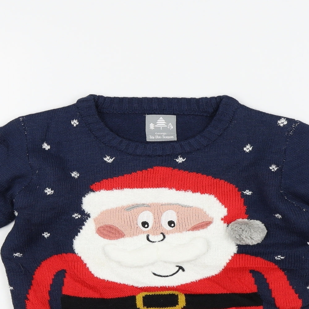 George Boys Blue   Pullover Jumper Size 5-6 Years  - Christmas jumper