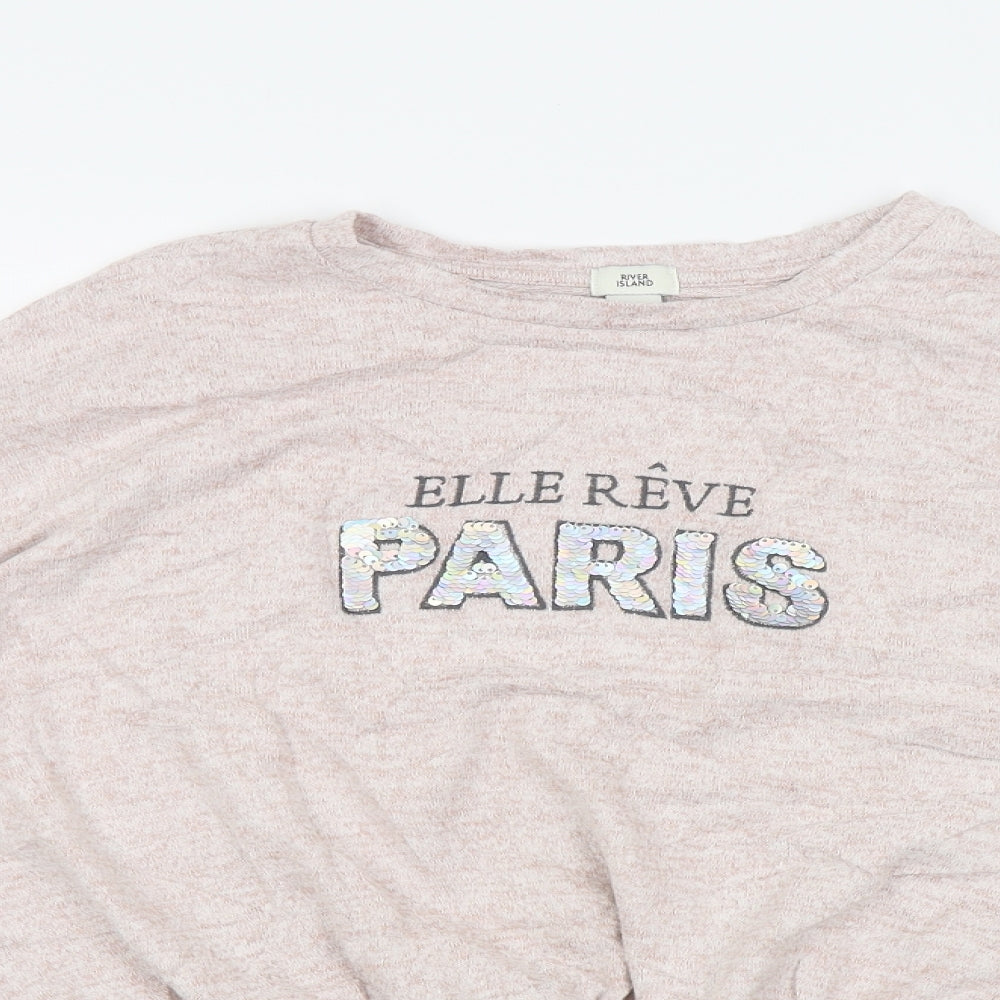 River Island Girls Pink   Pullover Jumper Size 11-12 Years  - Sequin