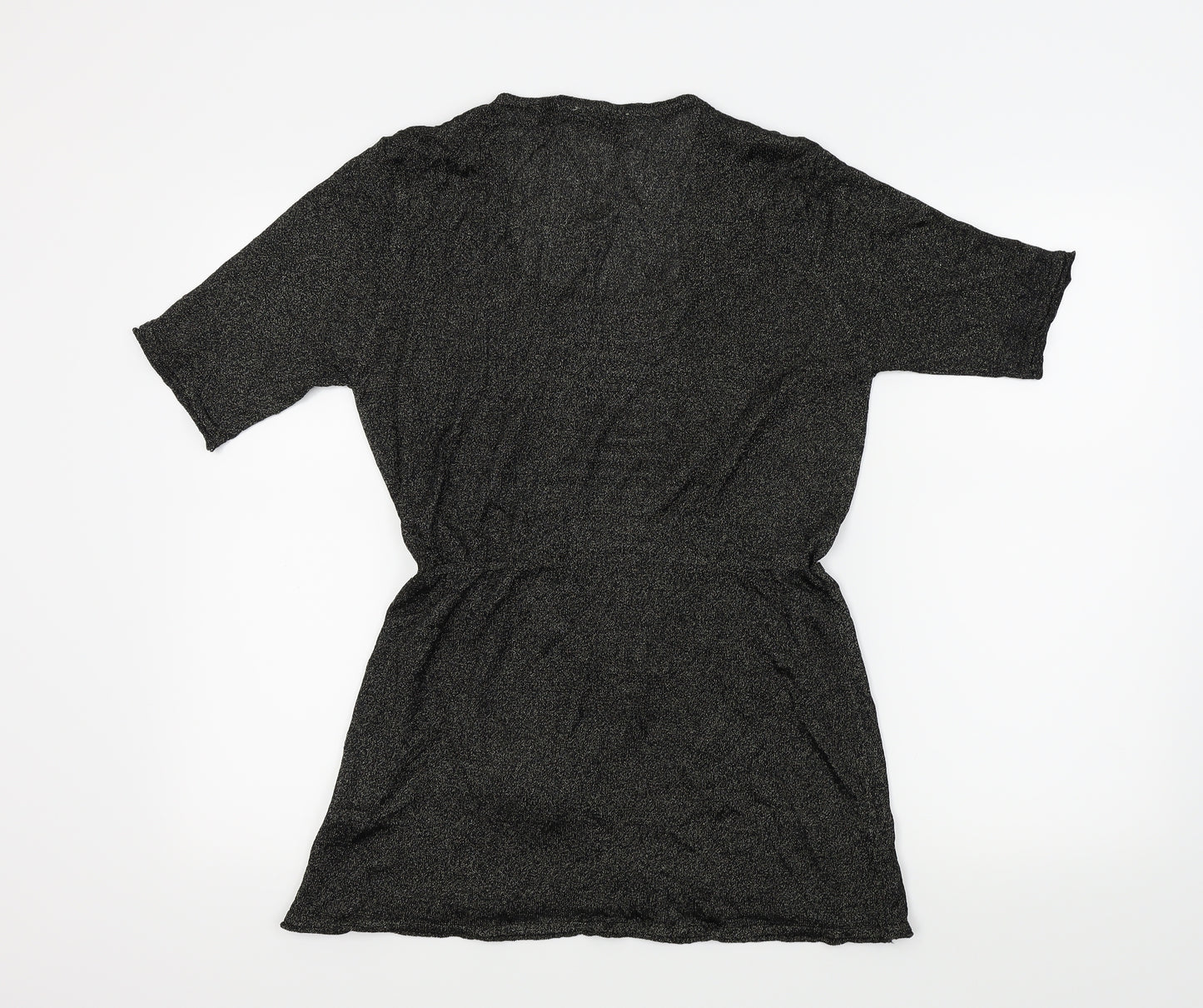 BASSINI Womens Black   Basic Blouse Size S  - Gold Metallic
