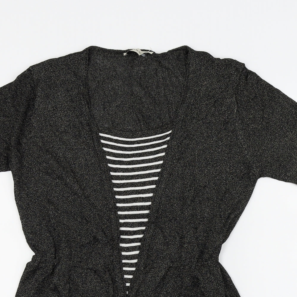 BASSINI Womens Black   Basic Blouse Size S  - Gold Metallic