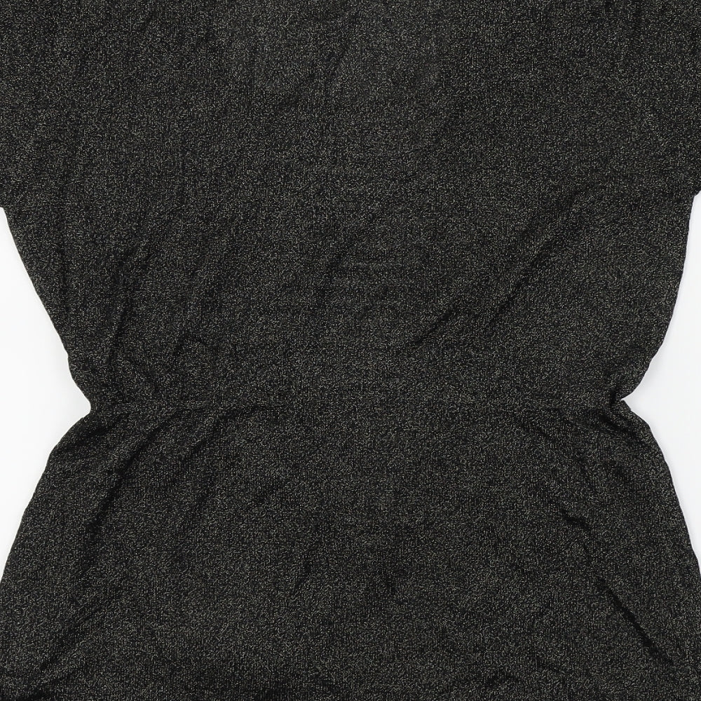 BASSINI Womens Black   Basic Blouse Size S  - Gold Metallic
