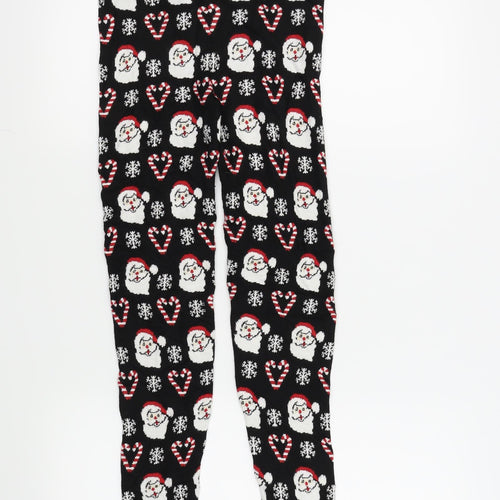 F&F Womens Black  Knit Cropped Leggings Size 6 L27 in - Christmas leggings