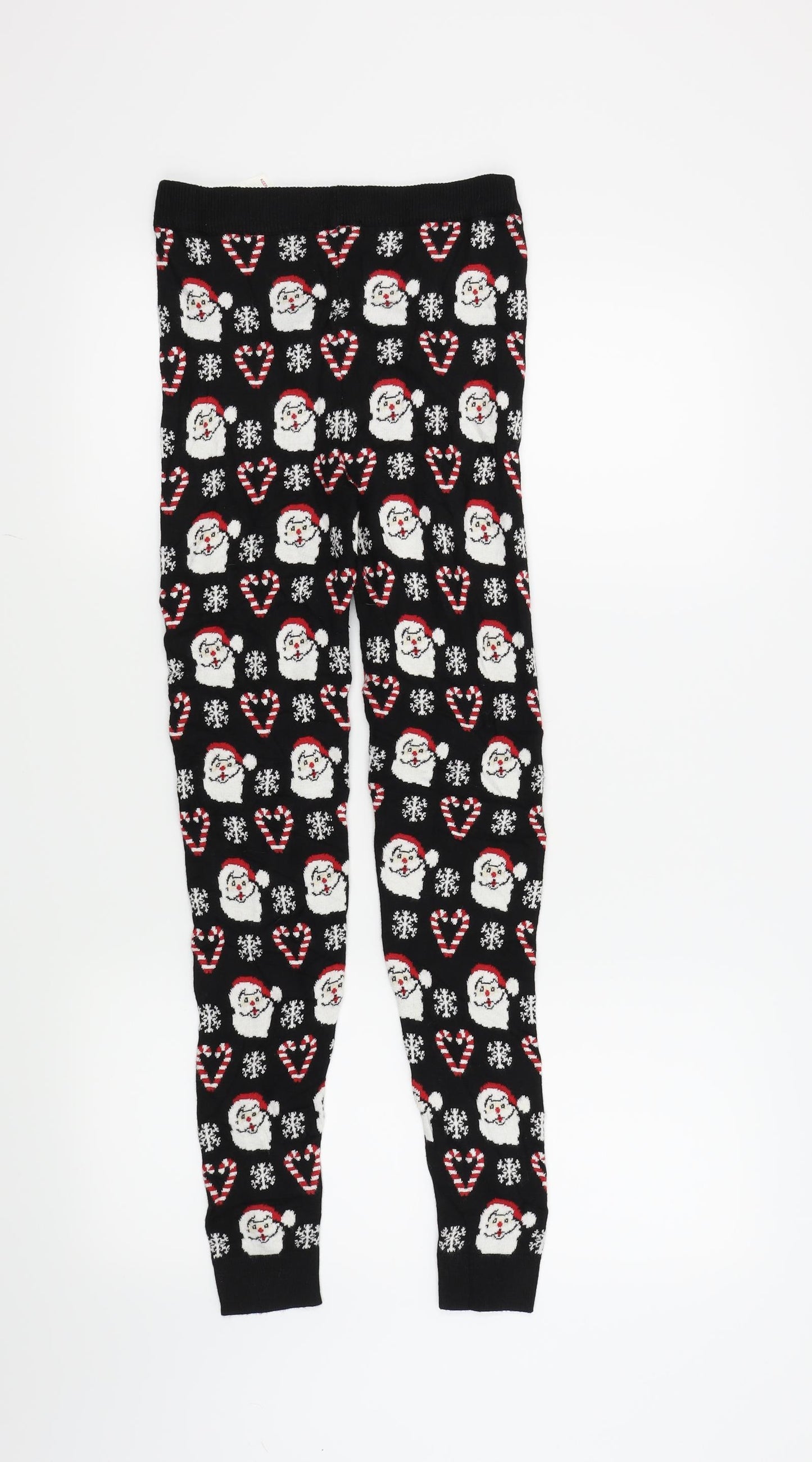 F&F Womens Black  Knit Cropped Leggings Size 6 L27 in - Christmas leggings