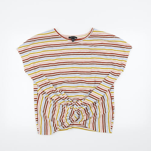 New Look Womens Red Striped  Basic T-Shirt Size L