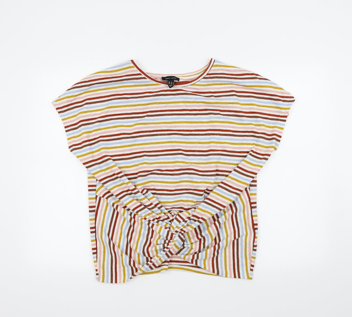 New Look Womens Red Striped  Basic T-Shirt Size L