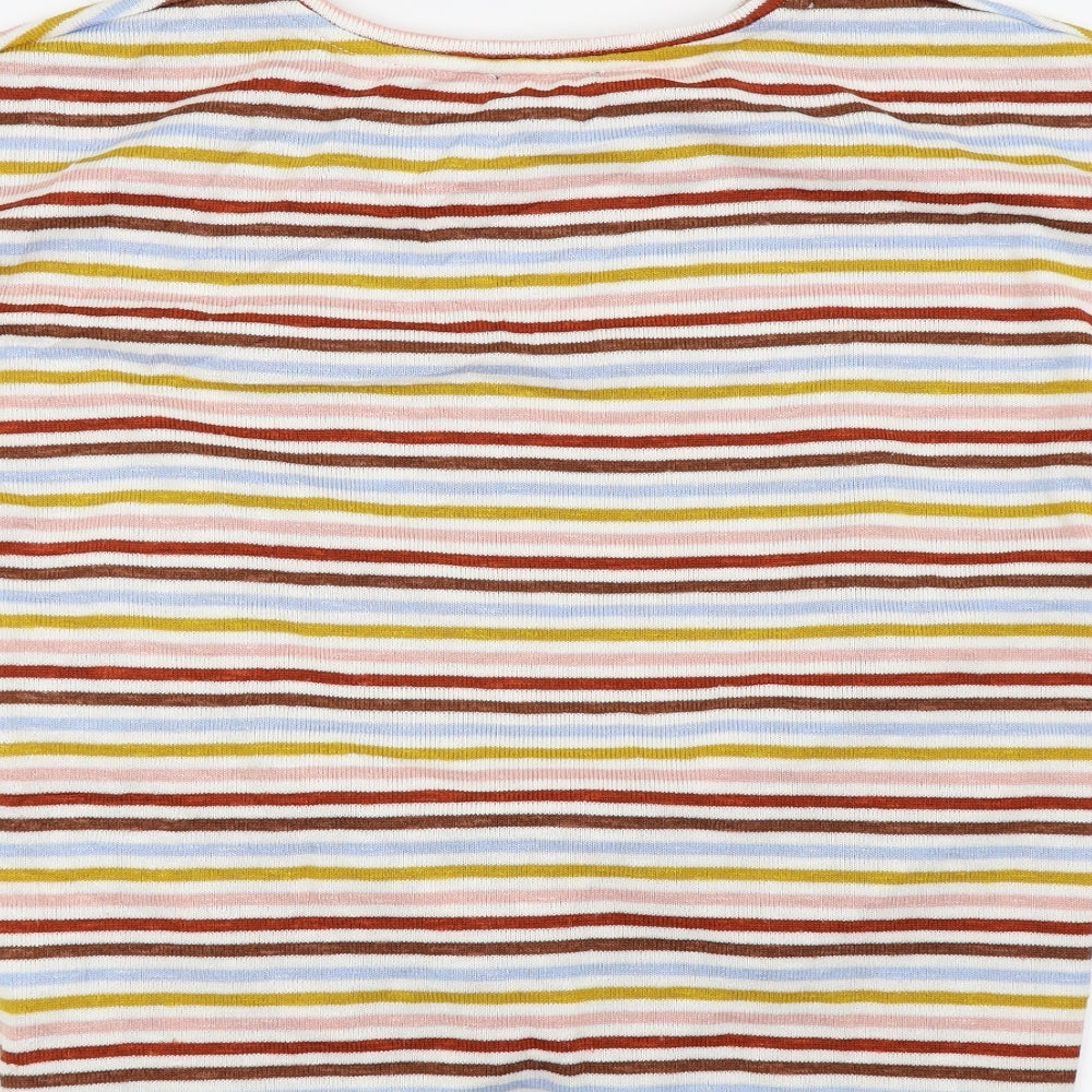 New Look Womens Red Striped  Basic T-Shirt Size L