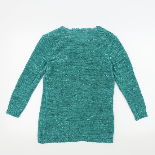 Bon Marché Womens Green   Pullover Jumper Size S  - Embroidered Floral