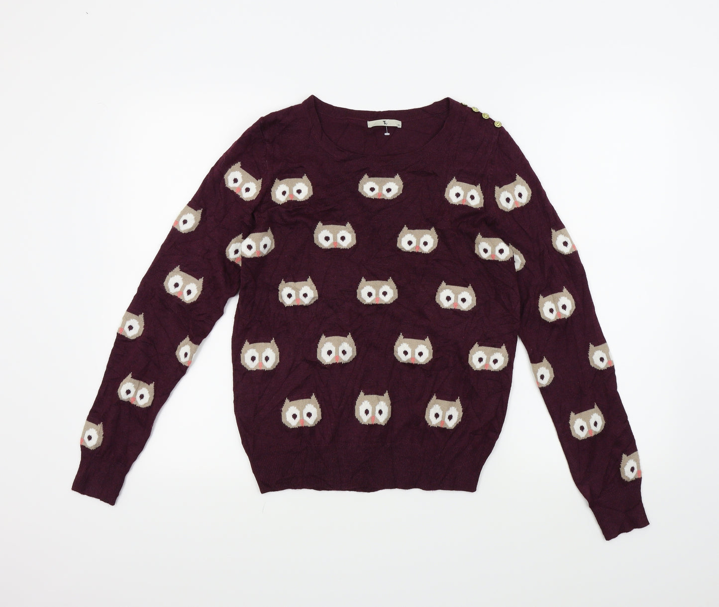 TU Womens Purple   Pullover Jumper Size 12  - Owls