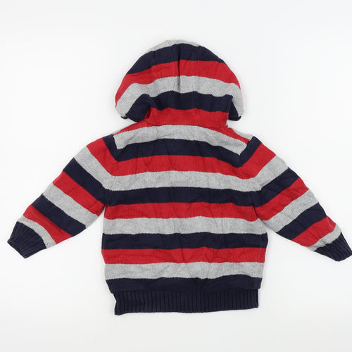 TU Boys Red Striped  Full Zip Hoodie Size 2-3 Years