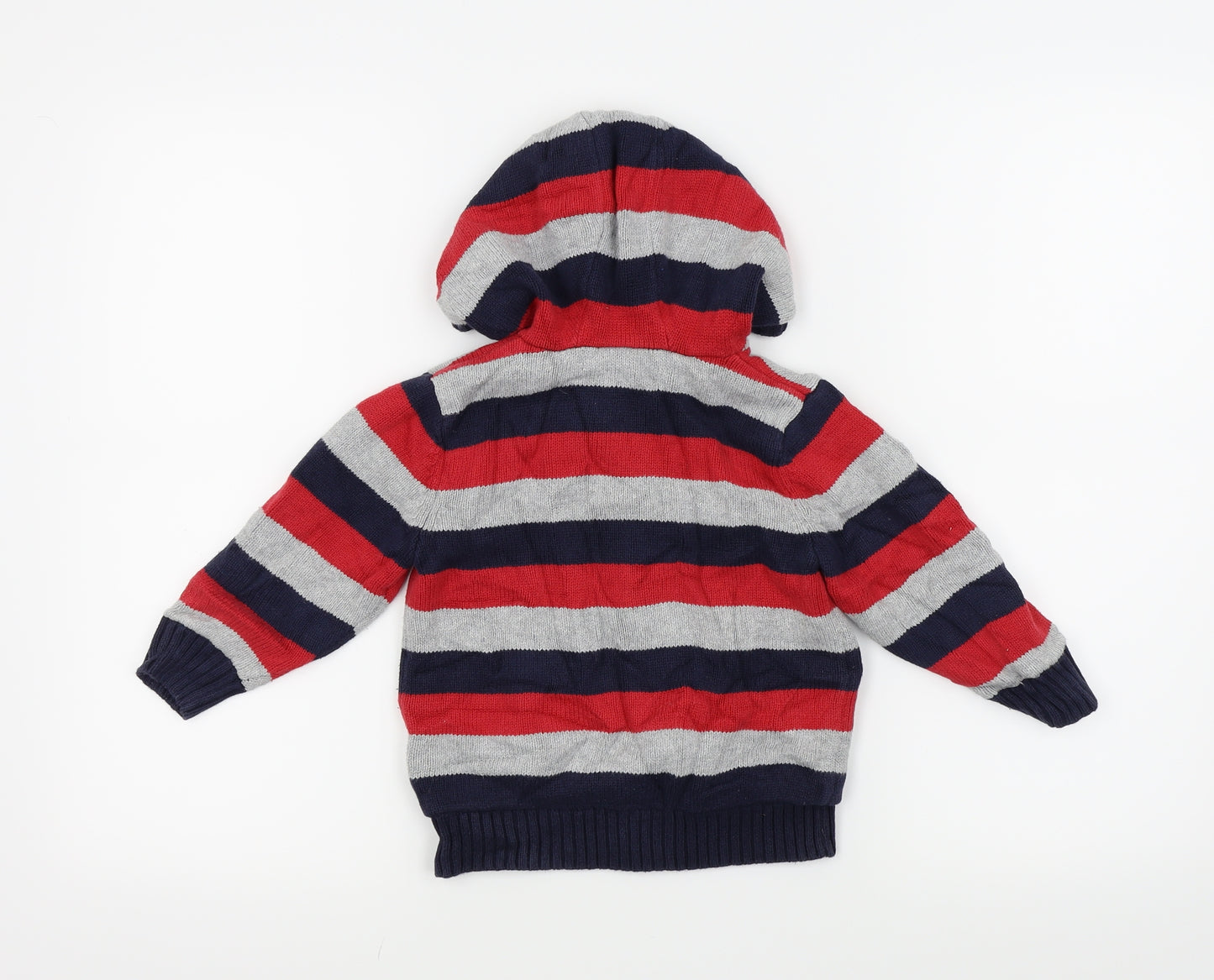 TU Boys Red Striped  Full Zip Hoodie Size 2-3 Years