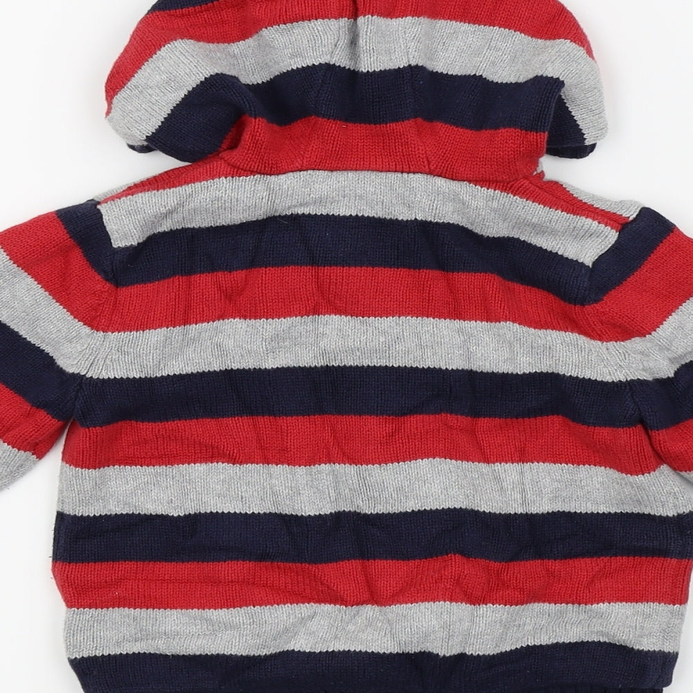 TU Boys Red Striped  Full Zip Hoodie Size 2-3 Years