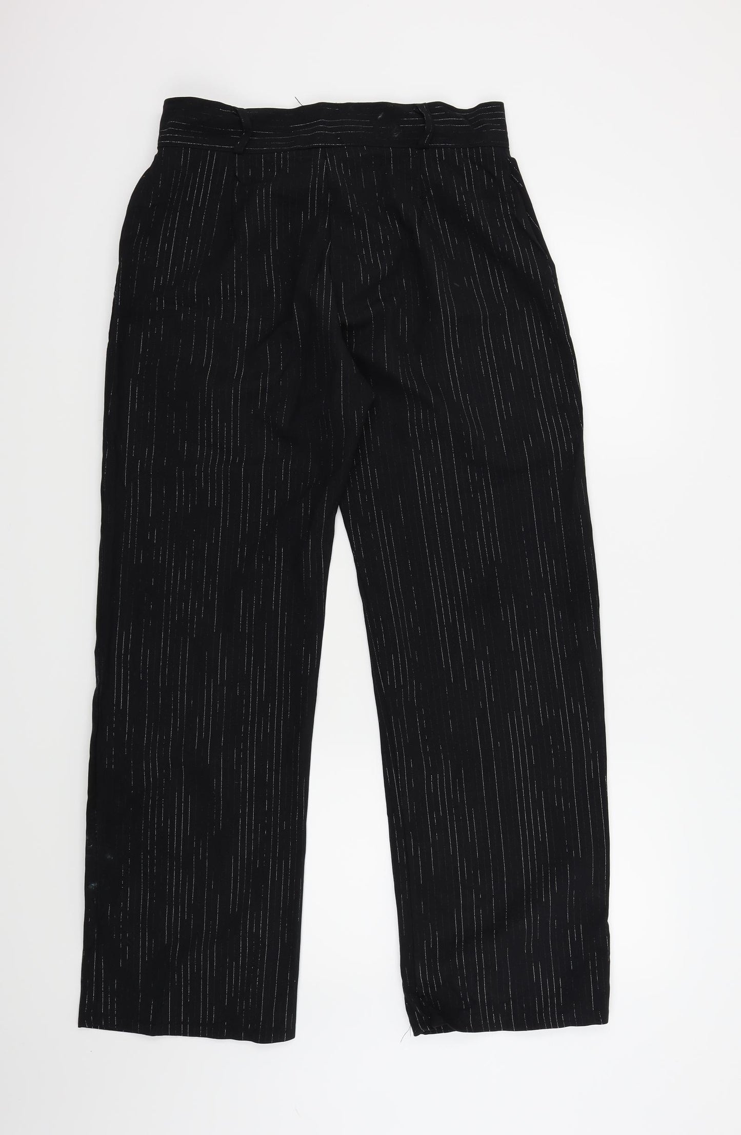 Preworn Womens Black   Trousers  Size 16 L30 in - Silver Metallised Fibre