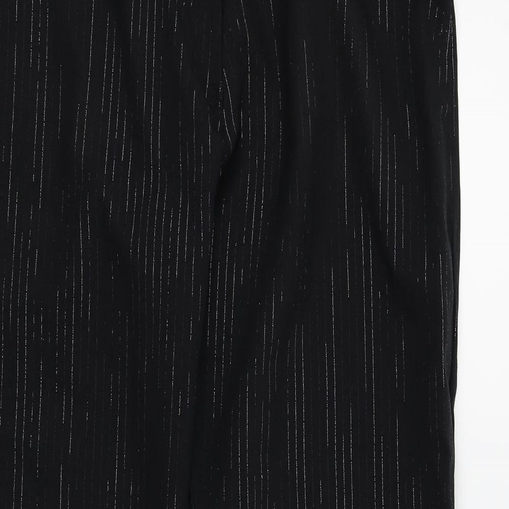 Preworn Womens Black   Trousers  Size 16 L30 in - Silver Metallised Fibre