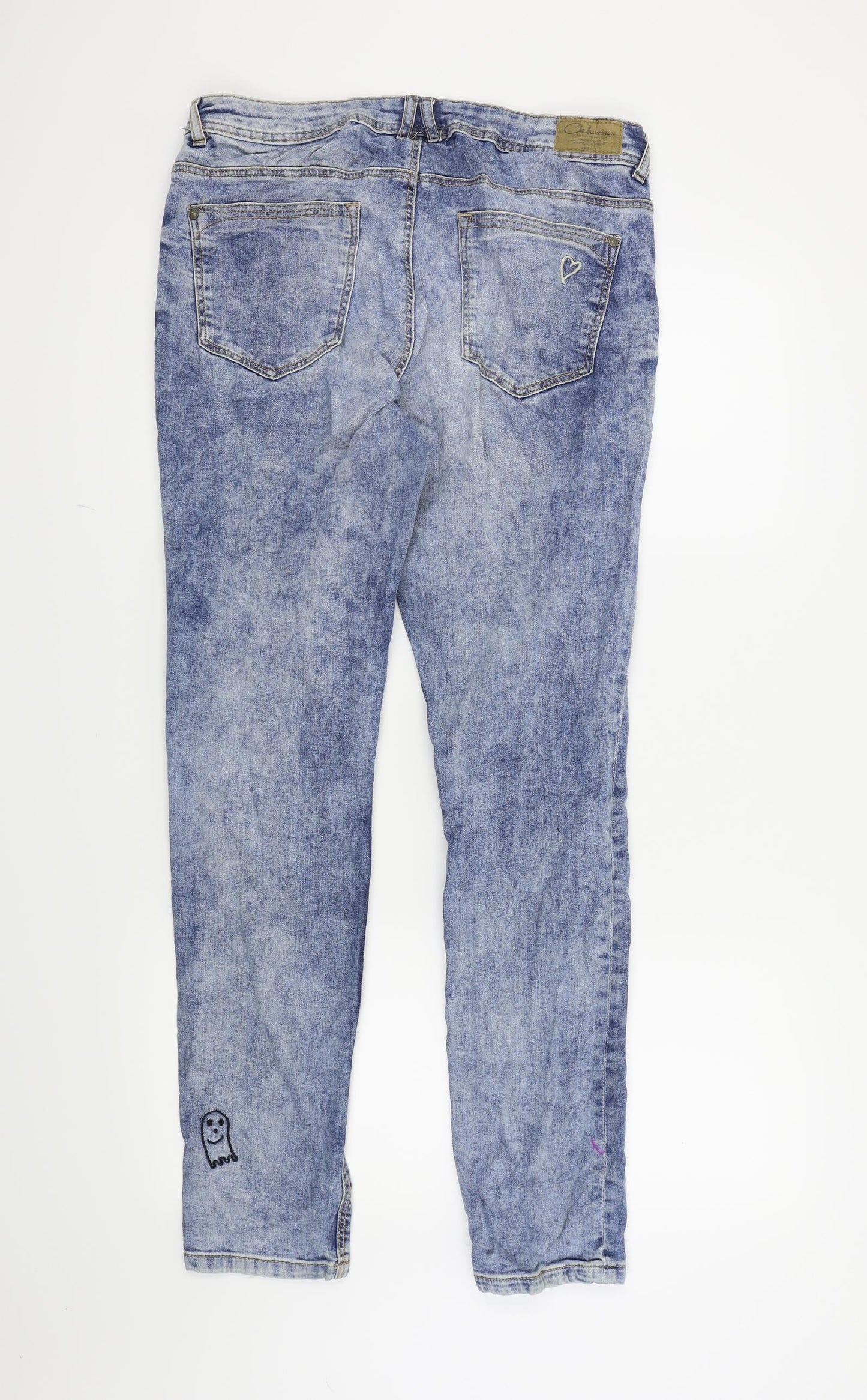 Clockhouse Womens Blue   Straight Jeans Size 14 L30 in - Embroidered Details