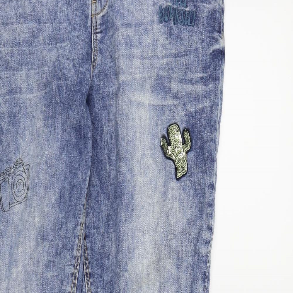 Clockhouse Womens Blue   Straight Jeans Size 14 L30 in - Embroidered Details