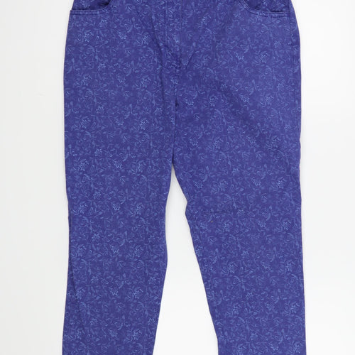 Bon Marché Womens Blue Floral  Cropped Jeans Size 14 L21 in