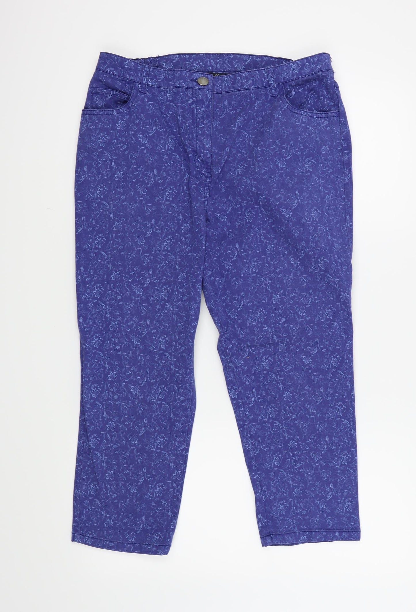 Bon Marché Womens Blue Floral  Cropped Jeans Size 14 L21 in