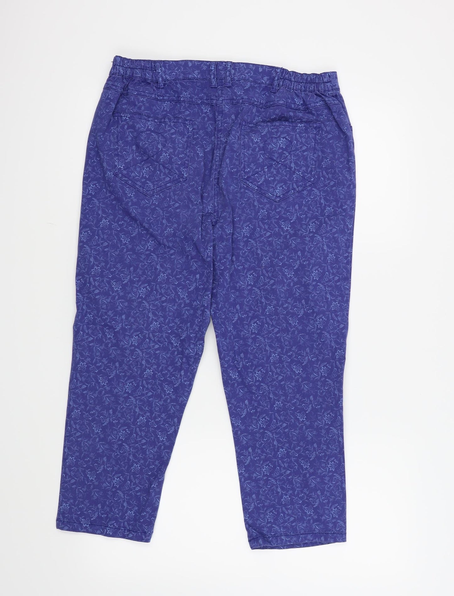 Bon Marché Womens Blue Floral  Cropped Jeans Size 14 L21 in
