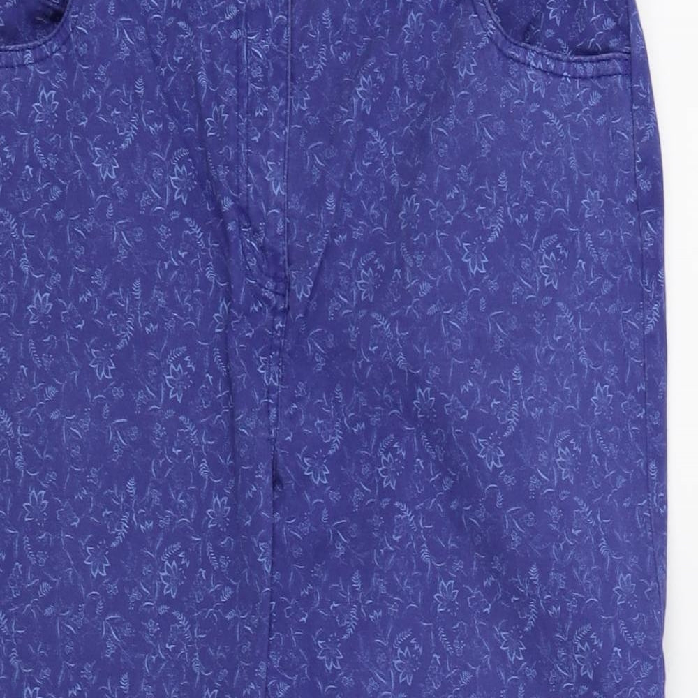 Bon Marché Womens Blue Floral  Cropped Jeans Size 14 L21 in