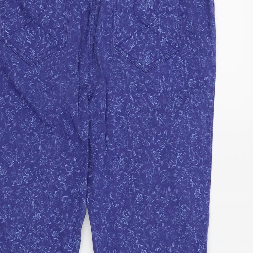 Bon Marché Womens Blue Floral  Cropped Jeans Size 14 L21 in