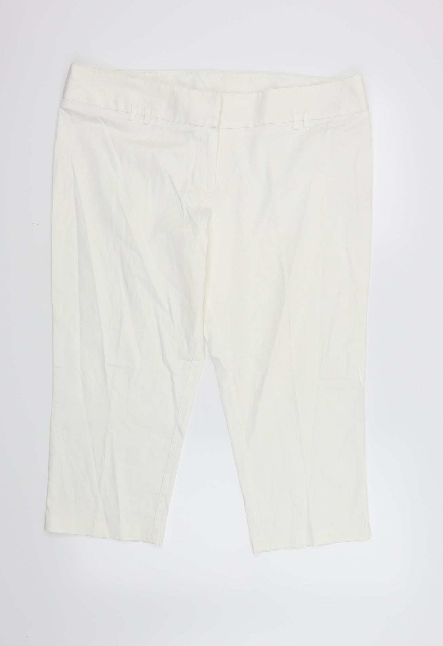 F&F Womens White   Cropped Trousers Size 18 L21 in