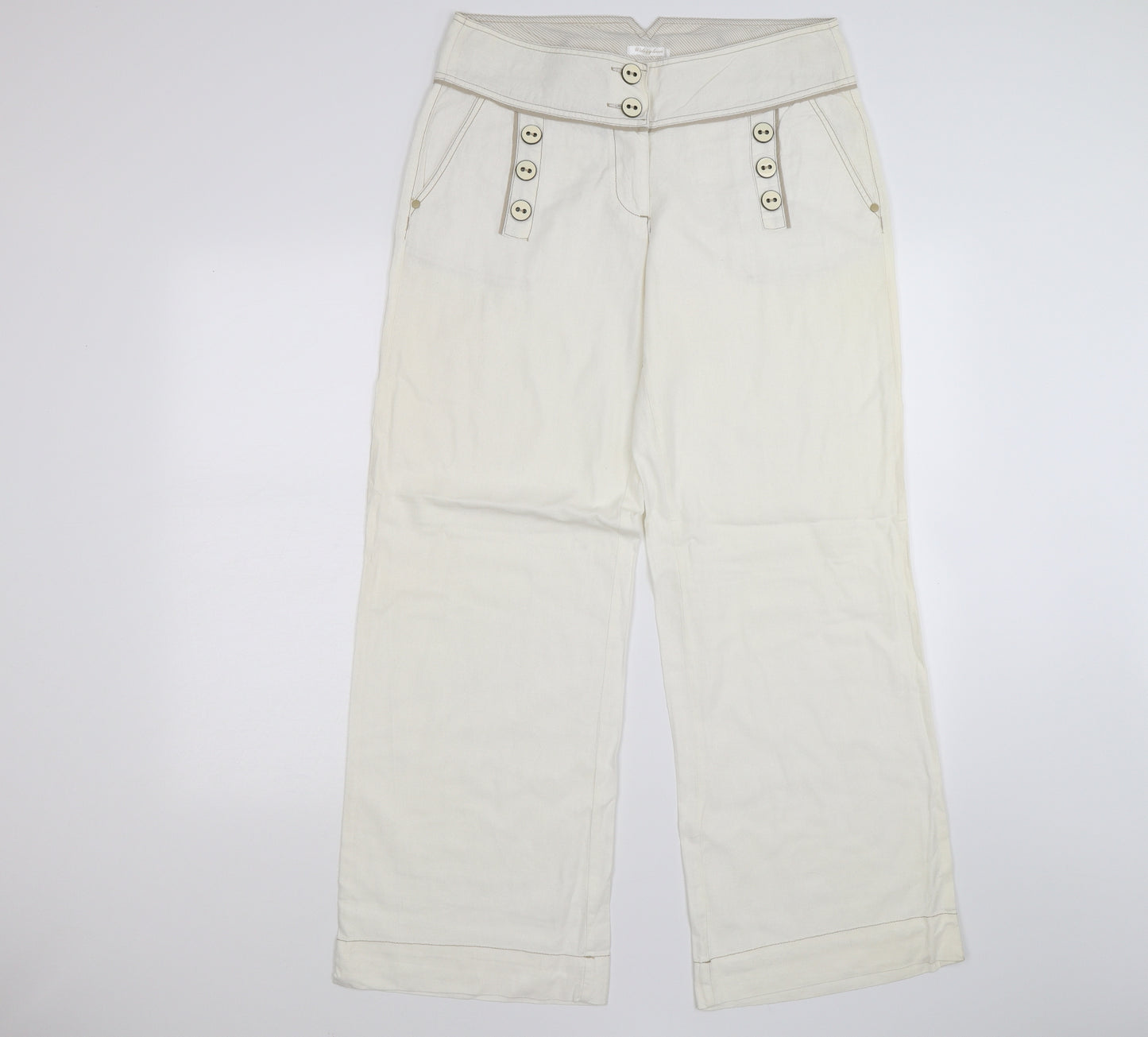 NEXT Womens White  Microfibre Trousers  Size 12 L29 in