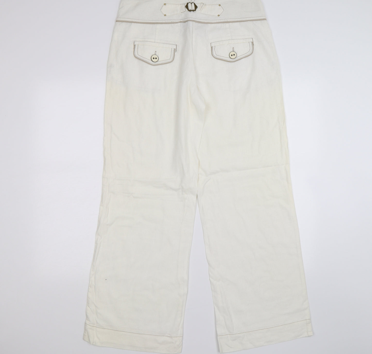 NEXT Womens White  Microfibre Trousers  Size 12 L29 in