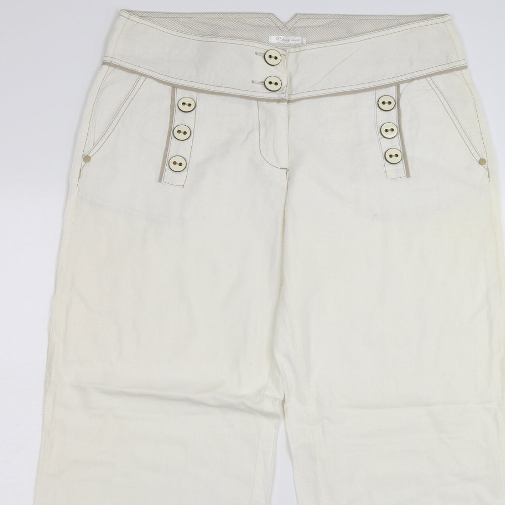 NEXT Womens White  Microfibre Trousers  Size 12 L29 in