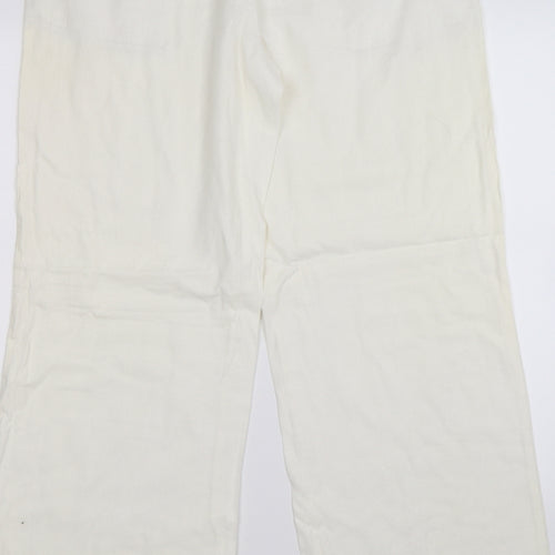 NEXT Womens White  Microfibre Trousers  Size 12 L29 in