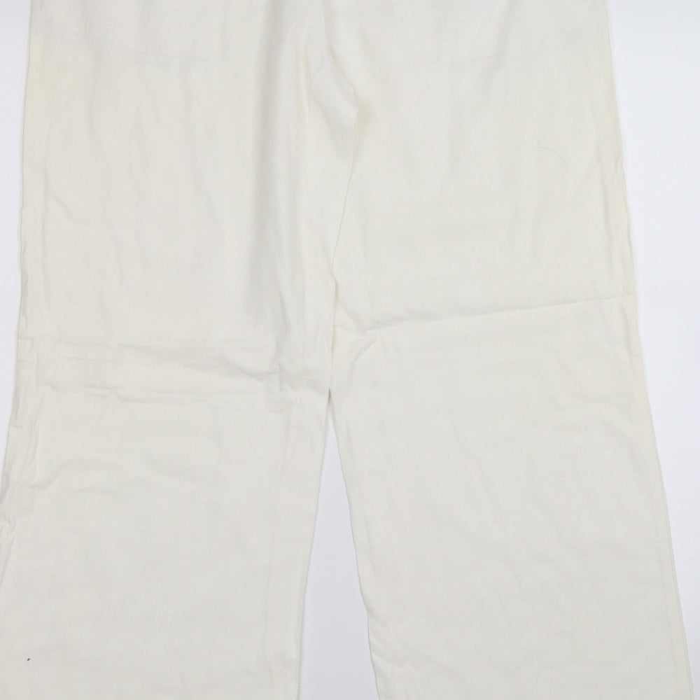 NEXT Womens White  Microfibre Trousers  Size 12 L29 in