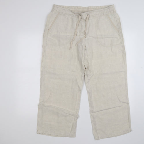 Marks and Spencer Womens Beige   Cropped Trousers Size 16 L24 in