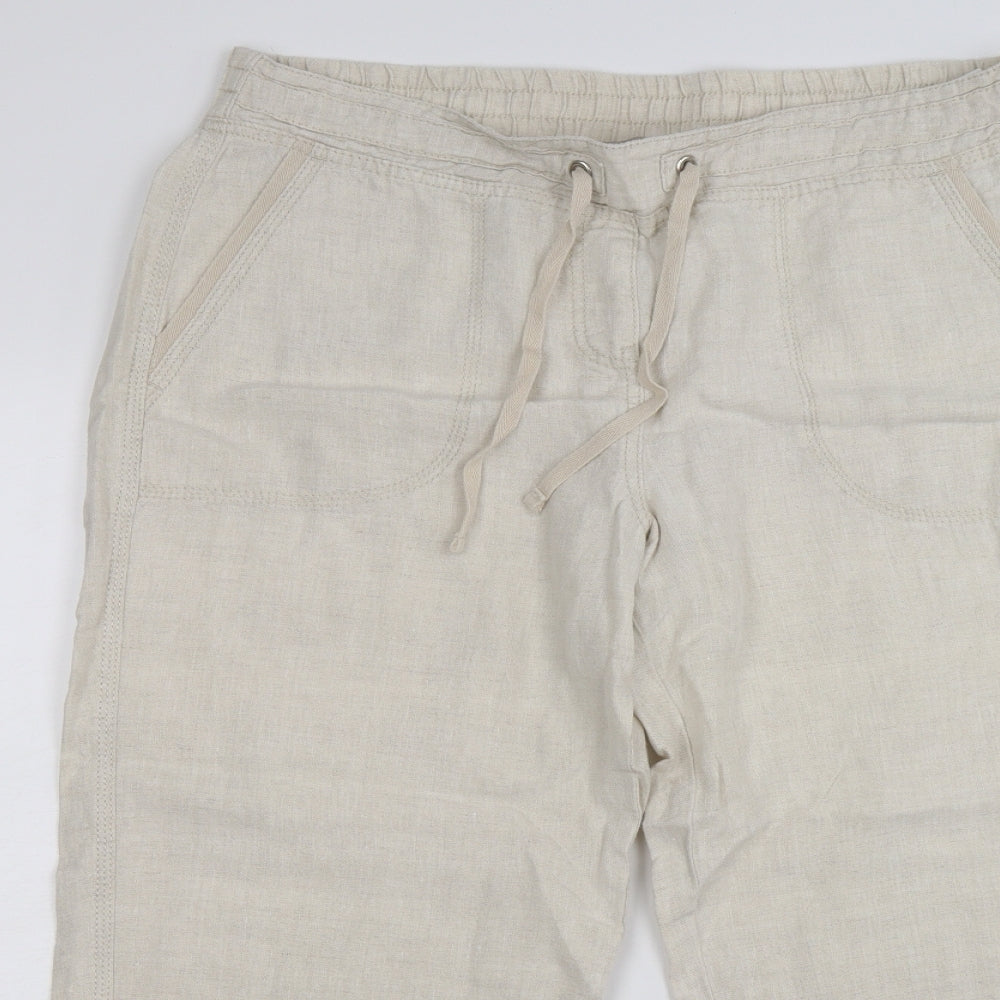 Marks and Spencer Womens Beige   Cropped Trousers Size 16 L24 in