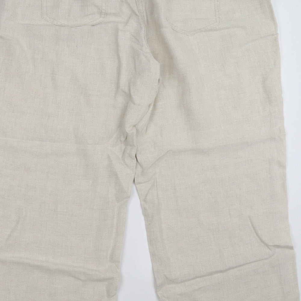 Marks and Spencer Womens Beige   Cropped Trousers Size 16 L24 in