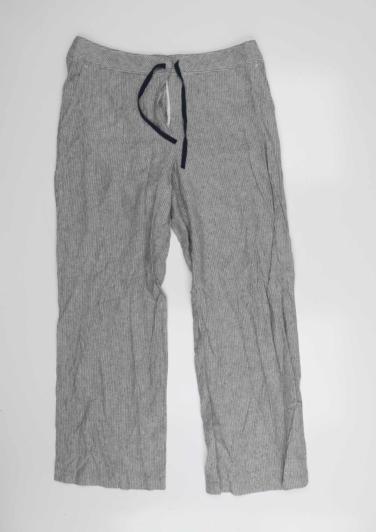 Marks and Spencer Womens Blue Striped  Trousers  Size 16 L31 in