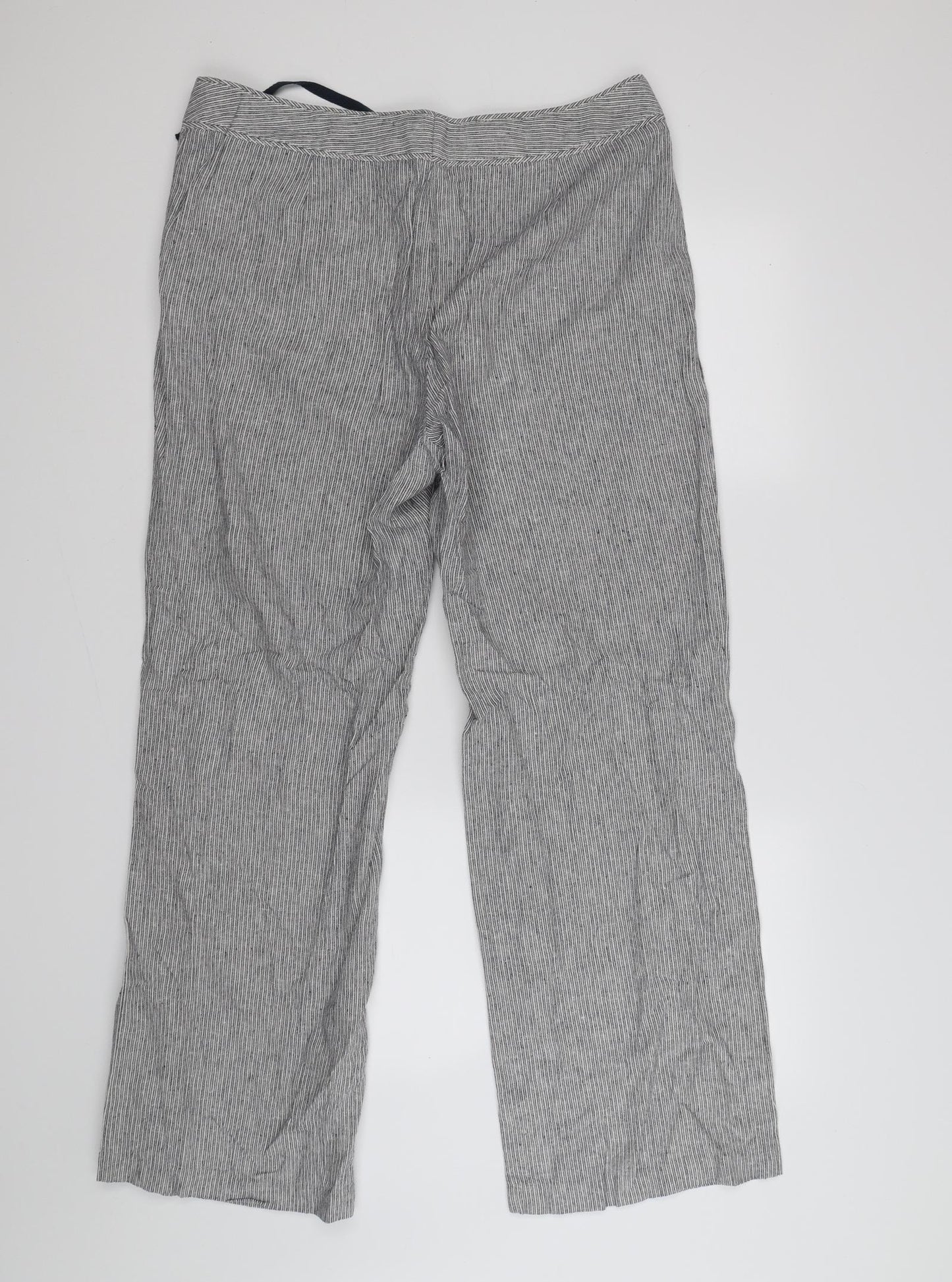 Marks and Spencer Womens Blue Striped  Trousers  Size 16 L31 in