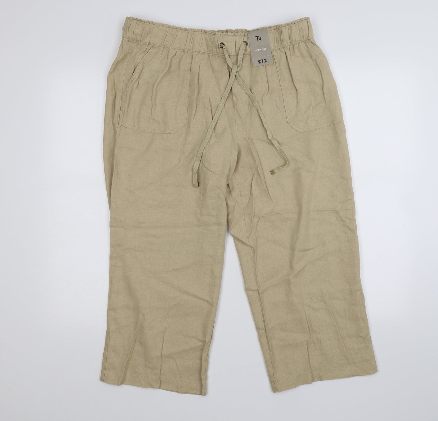 TU Womens Beige   Cropped Trousers Size 14 L22 in