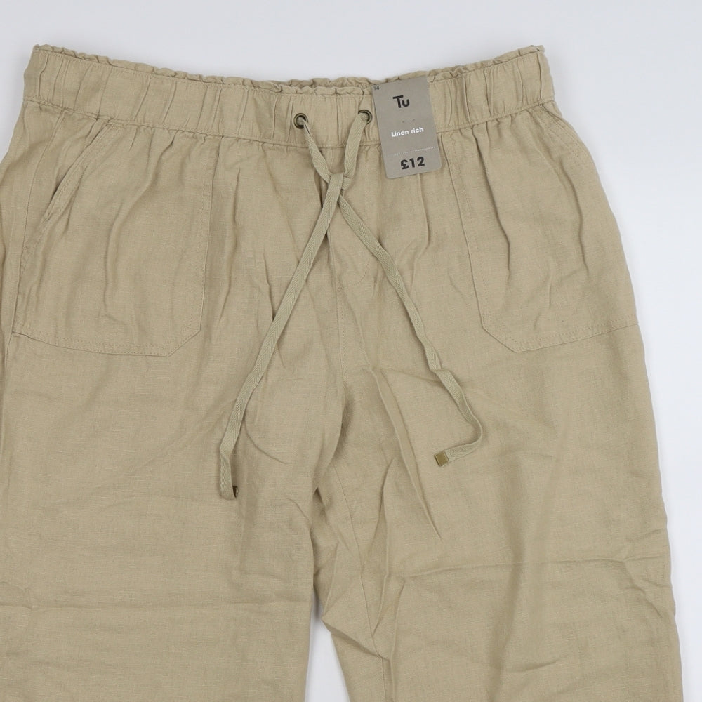 TU Womens Beige   Cropped Trousers Size 14 L22 in